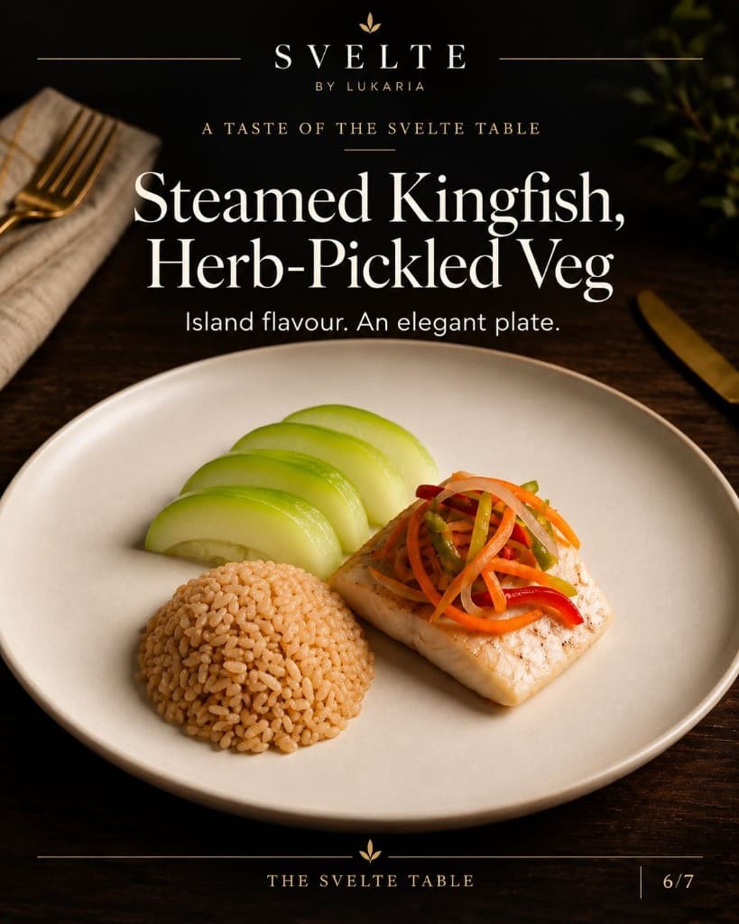 Steamed kingfish with herb-pickled vegetables from The Svelte Table